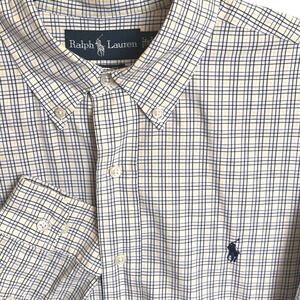 Ralph‎ Lauren Men's Long Sleeve Button Down 16 32/33 Yellow Blue White Check